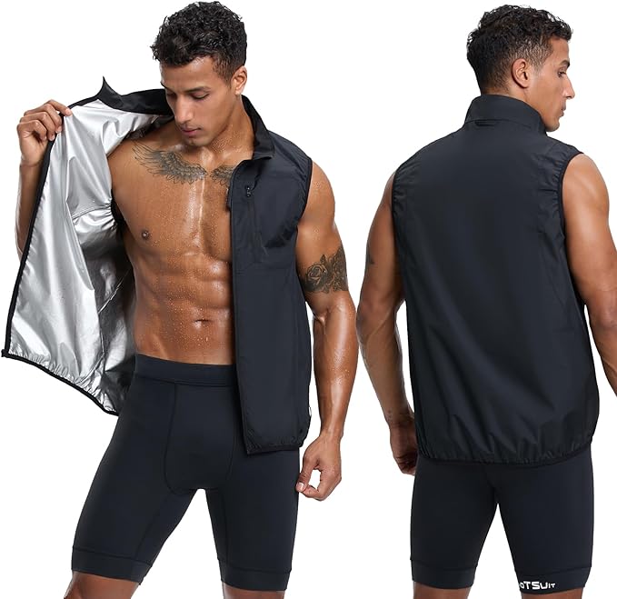 HOTSUIT Sauna Suit for Men Sweat Jackets Sauna Vest with Pocket Exercise Heat Trapping for Gym Exercise