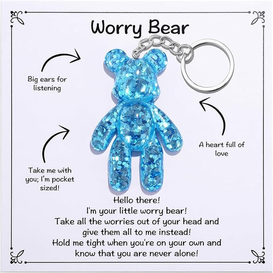 Pocket Bear Hug, Anxiety Gifts for Women Men, Mental Health Positivity Gift for Anxious Friend, Stress Relief Gifts for Her, Thoughtful Gift for School Anxiety, Blue