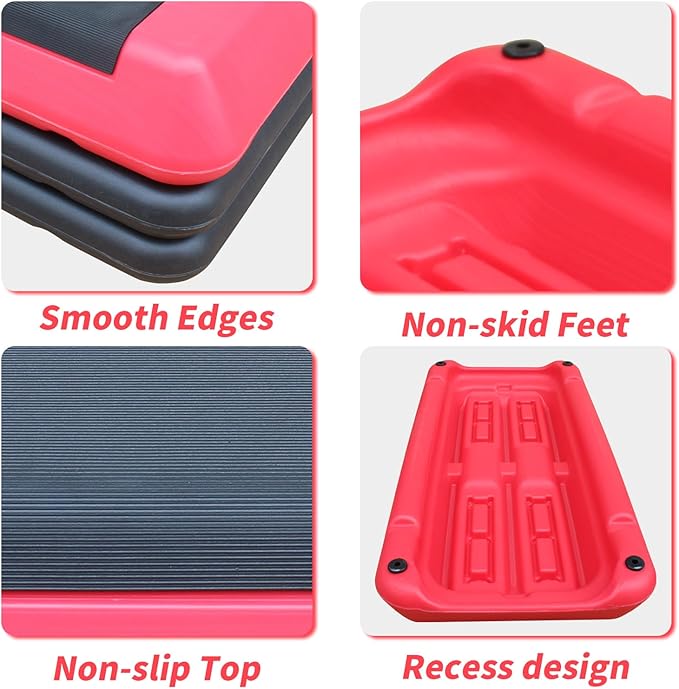 Exercise Aerobic Step Platform,Adjustable Height Fitness Stepper Stackable Risers, Aerobics Stepper Workout Stepper for Gym Home Cardio Strength & Training