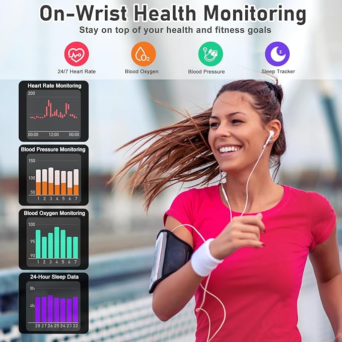 Fitness Tracker with 24/7 Heart Rate, Blood Oxygen, Sleep Tracker, 1.47''Waterproof Fitness Watch, Activity Tracker with Step Tracker for Women Men