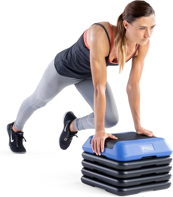 Circuit Fitness by Marcy 16 x 16 inches Adjustable Height Aerobic Step Platform with Adjustable Risers, Non-Slip Rubber Surface, Home Exercise Fitness Training, Multiple Color Options
