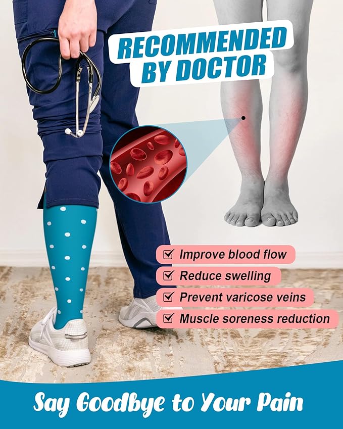 FuelMeFoot 6 Pairs Compression Socks for Women & Men 15-20mmHg Graduated Support Knee High Socks for Nurses, Travel, Athletic