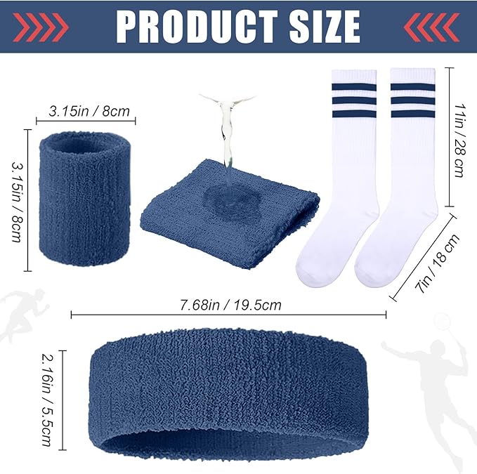 Hillban 80s Workout Outfit 80s Accessories for Women Men Neon Sweatbands Headbands for Tennis Volleyball Sport