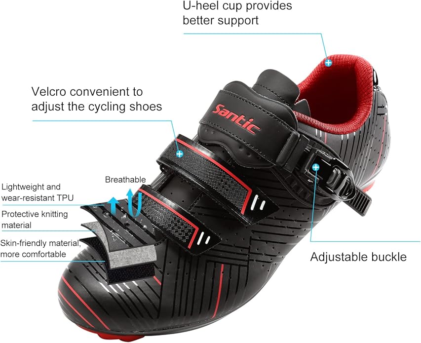 Santic Men's Cycling Shoes Road Cycling Riding Shoes Road Bike Shoes with Buckle- Roadway New