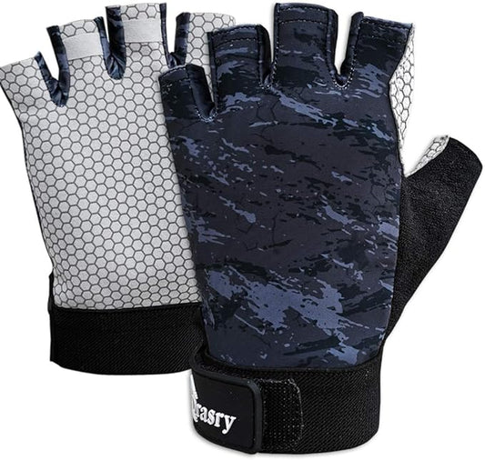 Drasry UV Fishing Gloves Fingerless Sun Protection Men Women UPF50+SPF for Fishing Kayaking Paddling Hiking Sailing Rowing Driving Canoeing Glove
