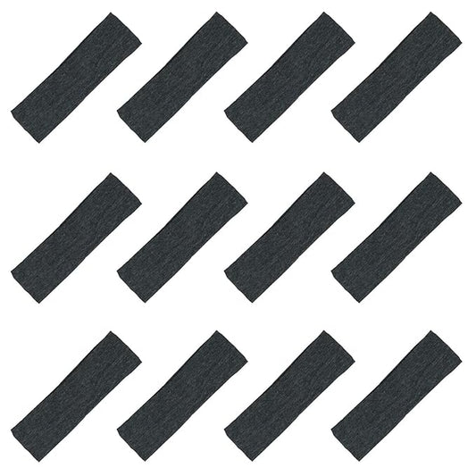 Kenz Laurenz Soft and Stretchy Elastic Cotton Headbands, Pack of 12, Charcoal Grey