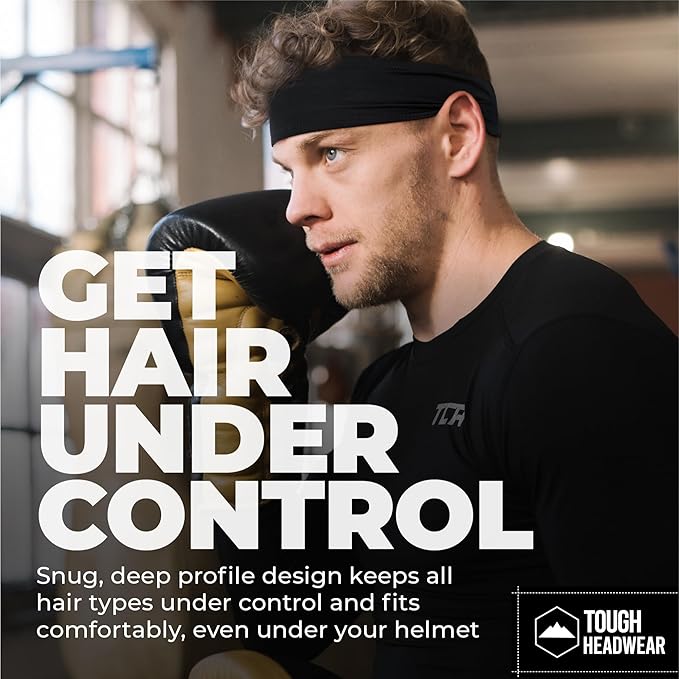 Tough Headwear Sport Headbands for Men - Workout Headbands for Women - Running Headband -Tennis Athletic Sweatband