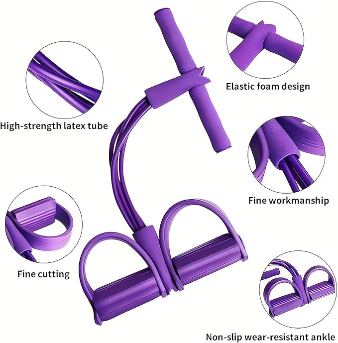 21 Fitness Resistance Bands-4 Tube Pedal Ankle Puller - 2023 New Sit up Leg Stretch Rope Exercise Bands with Handles, Stretching Workout Fitness Bands for Arm Weights Exercise Equipment