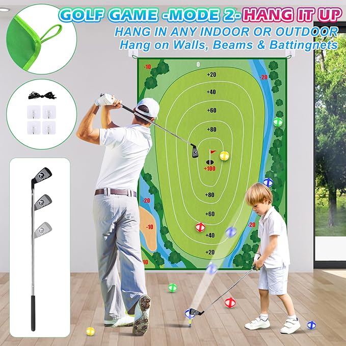 Golf Chipping Game, 50pcs Golf Set for Kids, Indoor Outdoor Golf Games for Kids & Adults, Family Fun Backyard Golf Practice Set Gifts for Birthdays & Holidays
