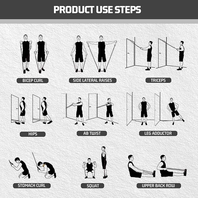 VEICK Resistance Bands, Exercise Bands for Working Out with Handles, Elastic Workout Bands for Men Women, Exercising Bands for Strength Training Equipment at Home Gym