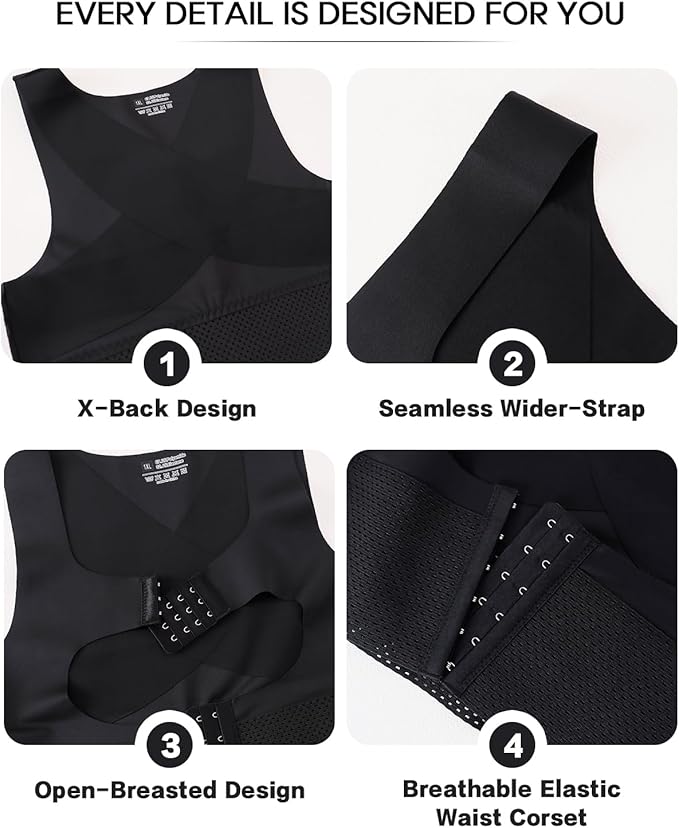 Front Closure Chest Brace Up for Women Lightweight Posture Corrector Sleeveless Slimming Back Brace Support Shaper