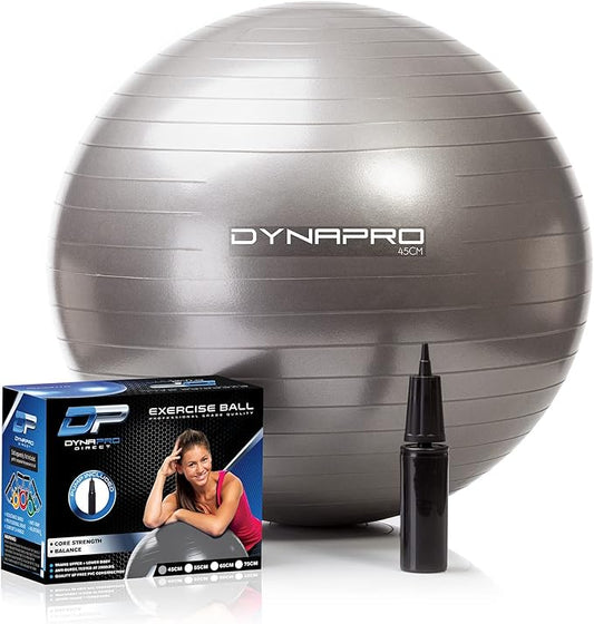 DYNAPRO Exercise Ball Extra Thick Eco-Friendly & Anti-Burst Material Supports over 2200lbs, Stability Ball for Home, Yoga, Gym, Birthing, Physio, Swiss, Physical Therapy or Pregnancy