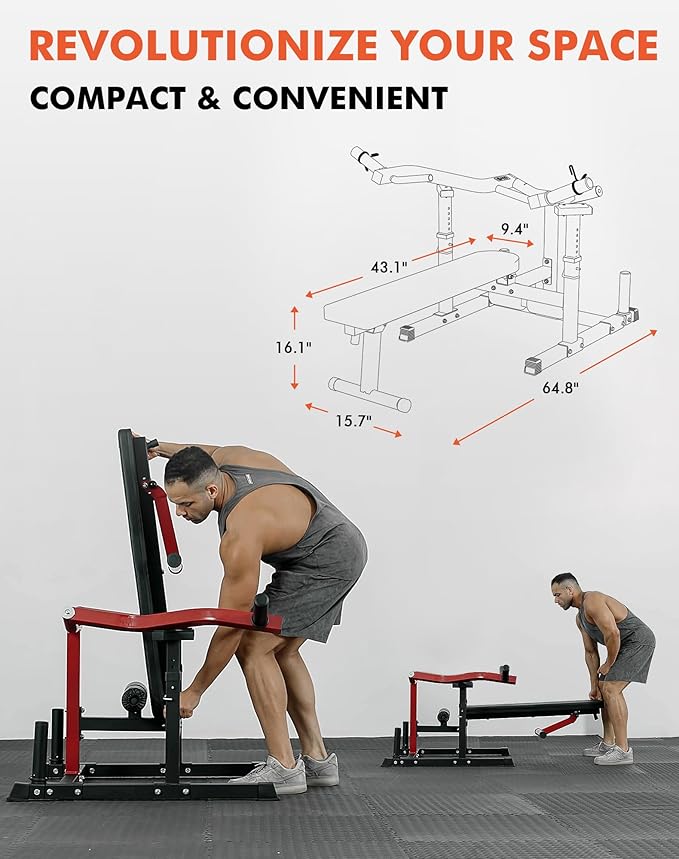 GMWD Chest Press Machine, 1050LBS Bench Press Machine with Independent Converging Arms, Adjustable Flat Incline Bench for Chest, AB Workouts, Shoulder Home Gym Equipment, V1