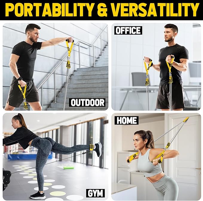 WALITO Resistance Bands Set - Exercise Bands with Handles, Door Anchor, Legs Ankle Straps, for Heavy Resistance Training, Physical Therapy, Muscle Training, Yoga, Home Workouts, Gym