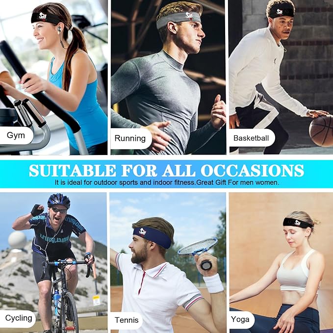 Sport Headbands for Men Sweat Band Head Bands 3pcs Sweatbands for Mens Workout Cooling Headband