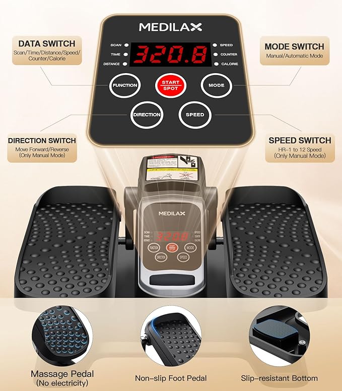 Under Desk Elliptical Machine,Ellipse Leg Exerciser Electric with Remoter,12 Manual Adjustable Speed and 3 Automatic Speed,Portable Seated Pedal Exerciser for Seniors,Adults,Home,Office