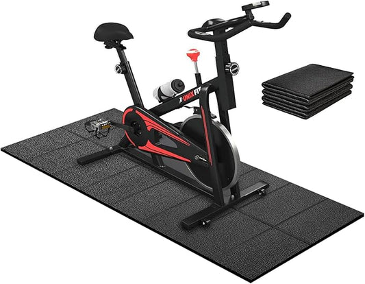 Treadmill Mat, 5'x2.5'/5.6'x2'/6.5'x3'/8'x3',6mm Thickness Exercise Equipment Mat for Carpet Hardwood Floors, Compatible with Walking Pad,Spin Bike,Elliptical Trainer,Rowing Machine