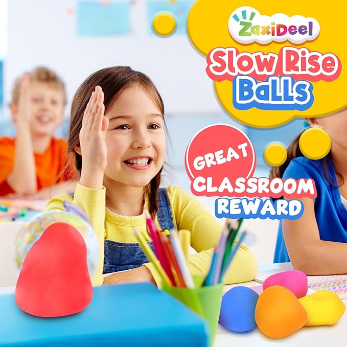 Mini Slow Rising Stress Balls 24 Pack, Stretchy Squishy Ball for Anxiety Relief, Fidget Toys Classroom Supplies for Student Teacher, Travel Sensory Toys for Kids Adults