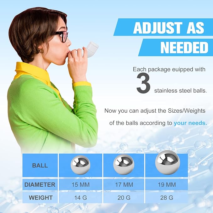 Breathing Exercise Device for Lungs, Lung Exerciser Device with Steel Balls, Drug-Free Therapy Mucus Device for Phlegm Relief Clear