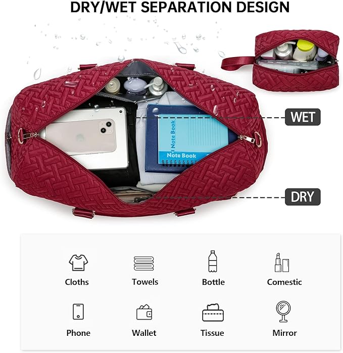 Duffle Bag for Travel, Weekender Bag with Shoe Compartment, Carry On Overnight Bag for Women with Toiletry Bag, Gym Bag with Wet Pocket, Hospital Bags for Labor and Delivery Beige