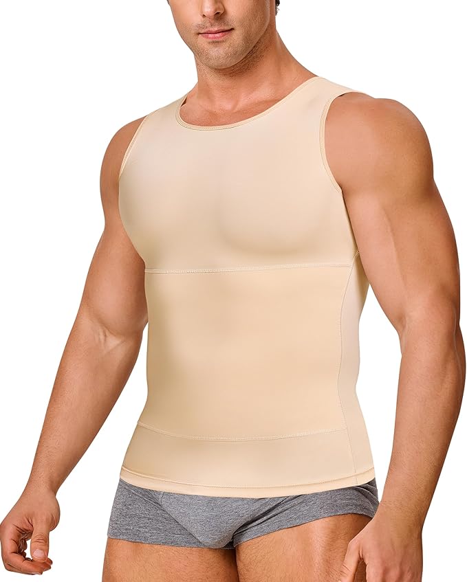 Gotoly Men Compression Shirt Shapewear Slimming Body Shaper Vest Undershirt Tummy Control Tank Top