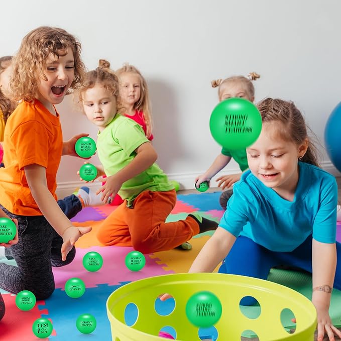 Jerify 72 Pcs Motivational Stress Balls Bulk Inspirational Stress Balls Colorful Foam for Adults Hand Exercise Small Therapy Fidget Relief Anxiety Toys for Coworkers Gifts Fidget(Green)