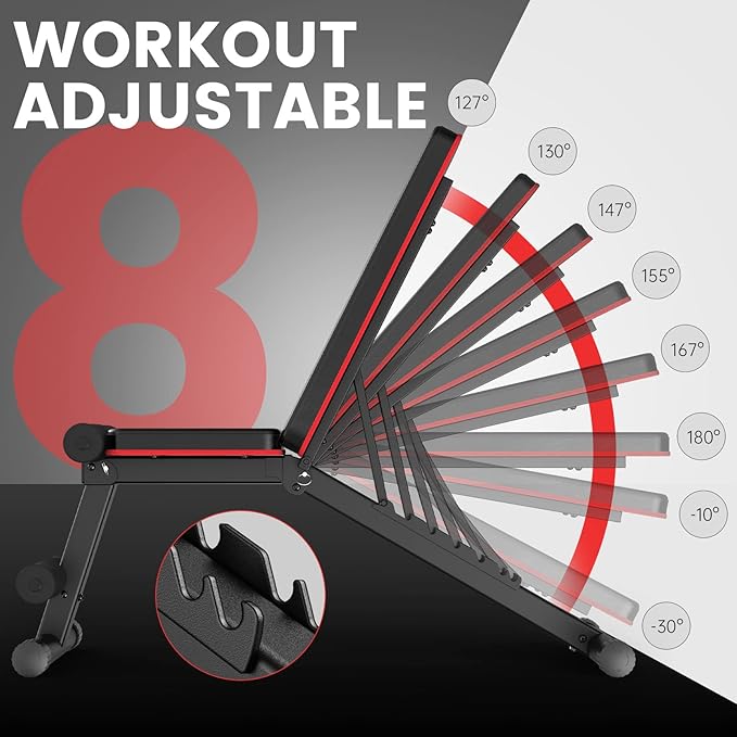 PASYOU Adjustable Weight Bench Full Body Workout Multi-Purpose Foldable Incline Decline Exercise Workout Bench for Home Gym