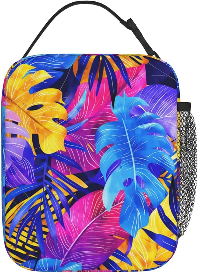 Insulated Lunch Box for Women Men, Leaf Theme Lunch Box Reusable Portable Lunch Bag Cooler Tote Waterproof Lunch Container for Office Picnic Work Travel Hiking