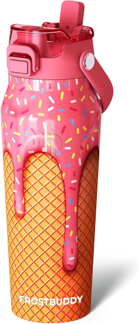 Frost Buddy 24oz Insulated Water Bottle with Straw & Chug Lid | Leak-Proof Stainless Steel | 24-Hours Cold | Sweat-Proof, Cup Holder Friendly | Ideal for Gym, Travel, Sports & Everyday Hydration