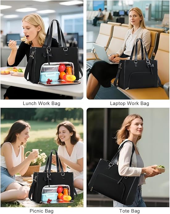 CAMTOP Lunch Tote Bag for Women,15.6 Inch Laptop Work Bag with Insulated Lunch Compartment,Water Resistant