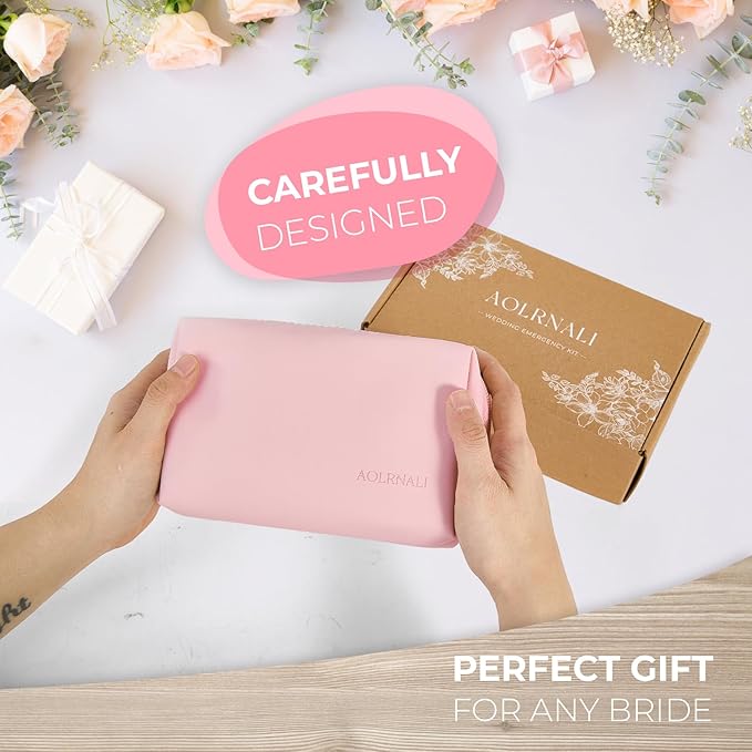 Bridal Emergency Kit for Wedding Day, Wedding Essentials Survival Set for Team Bride, Must-Have 30+ Essentials Travel Kit with Makeup Bag