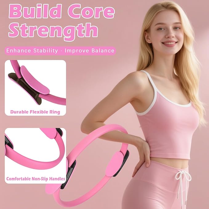 Pilates Kit for Home Workouts – Pilates Equipment Set with Ring, Ball, Resistance Bands, Pilates Accessories, Pilates Essentials Kit for Women, Yoga & Workout Sets, Pilates Sets for Home Exercise