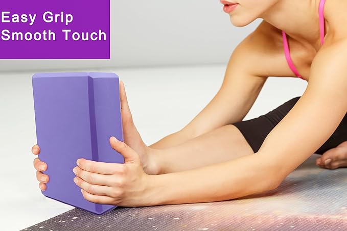 Yoga Blocks 2 Pack, Supportive Latex-Free Eva Foam Soft Non-Slip Blocks with Beveled Edges for Yoga, Pilates, Meditation - Yoga Accessories for Stability, Balance, Deepen Stretches