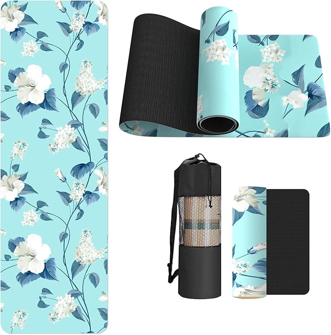 FOLAI Extra Thick Yoga Mat 6mm - Non-Slip Exercise Mat for HIIT, Pilates & Home Workouts & Workout with Free Carry Strap