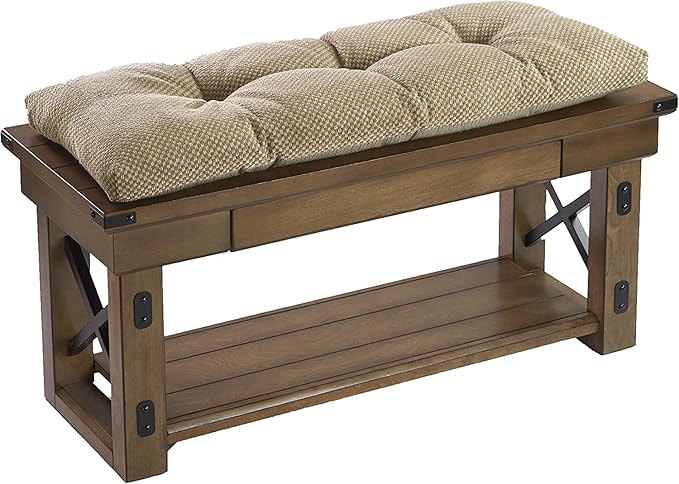 Klear Vu Corner Nook or Piano Seat Omega Non-Slip Tufted Bench Cushion for Indoor Furniture, Entryway Storage, Bay Window, 43 Inches, 19 Tan