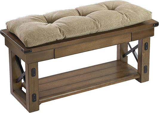 Klear Vu Corner Nook or Piano Seat Omega Non-Slip Tufted Bench Cushion for Indoor Furniture, Entryway Storage, Bay Window, 43 Inches, 19 Tan