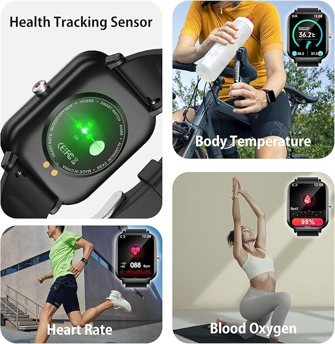 Smart Watch for Men Women, Fitness Tracker, 1.9" Smartwatches, 24 Sports Modes, Heart Rate/Sleep Monitor/Pedometer/Spo2/Step Counter, IP68 Waterproof, Ultra Thin, Long-Lasting Battery for Android iOS