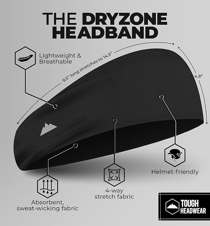 Tough Headwear Sport Headbands for Men - Workout Headbands for Women - Running Headband -Tennis Athletic Sweatband