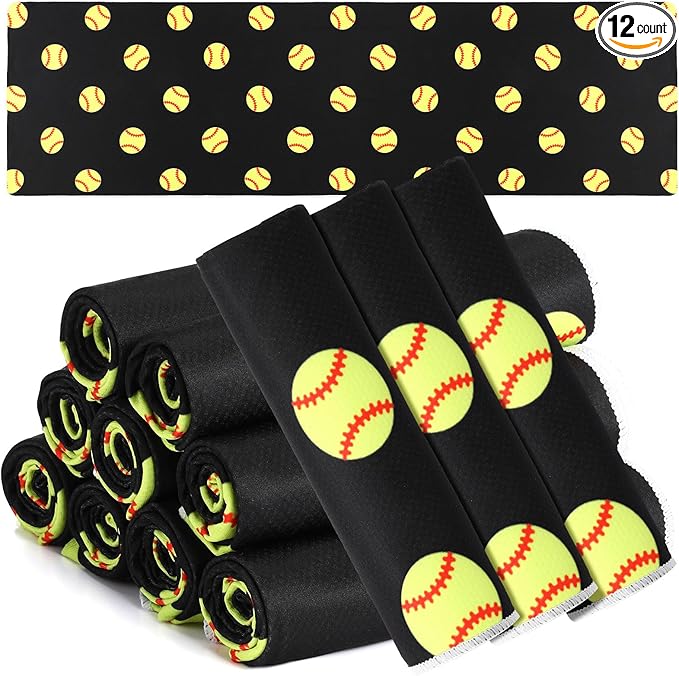 12 Pcs Cooling Towel 40 x 12 Inch Basketball Baseball Football Volleyball Soccer Softball Microfiber Fast Drying Towel for Gift Women Men