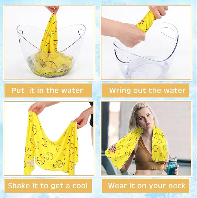 12 Pcs Cooling Towel 40 x 12 Inch Basketball Baseball Football Volleyball Soccer Softball Microfiber Fast Drying Towel for Gift Women Men