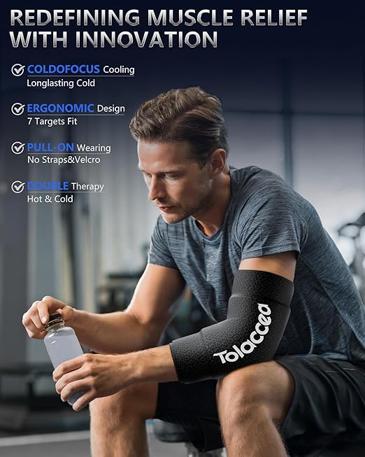 Elbow Ice Pack with Dual-Coldfocus Gel for Long-Lasting & Strong Cooling Support, Reusable Gel Cold Packs Brace for Tennis Elbow, Tendinitis Pain Relief(S)
