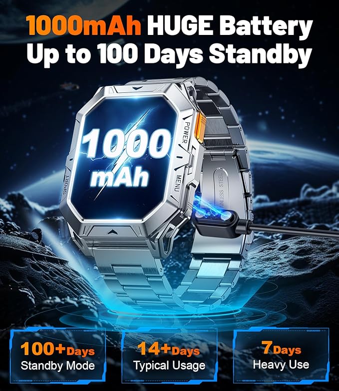 LIGE Smart Watch for Men with Make/Answer Call, 2.13"AMOLED Screen Fitness Watches for Men with 1000mAh Battery, 5ATM Swimproof Smartwatch, 110 Sports Modes Fitness Tracker, Heart Rate/Sleep Tracking