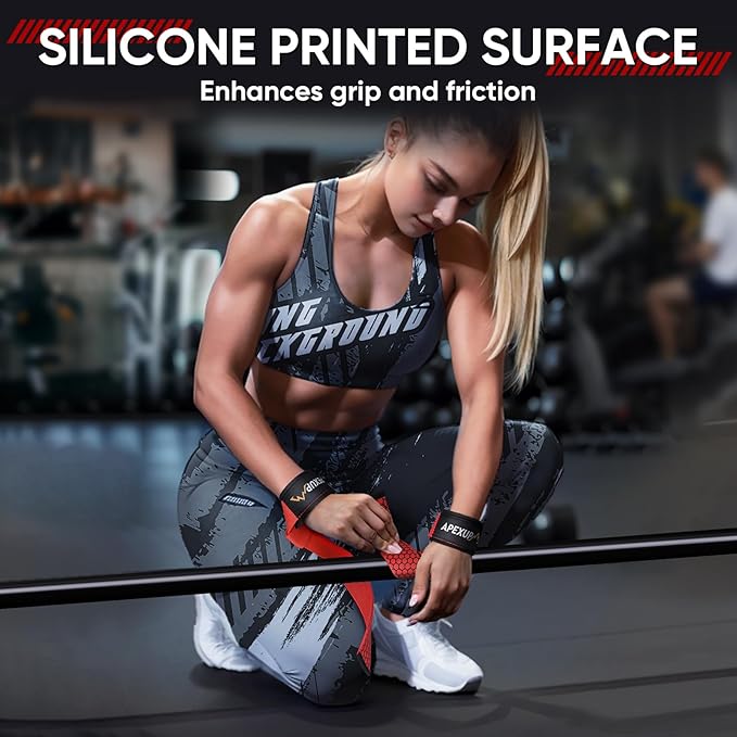APEXUP Weight Lifting Straps for Weightlifting, Lifting Wrist Straps Gym, Deadlift Strap, Anti Slip Silicone Weightlifting Strap Men Women Powerlifting, Strength Training