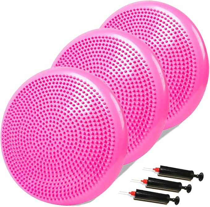 NEISHNG 3-Pack Stability Wobble Cushions with Hand Pumps, Kids Sensory Wiggle Seat for Classroom, Core Trainer Balance Disc for Gym and Home Workout (5 Color)