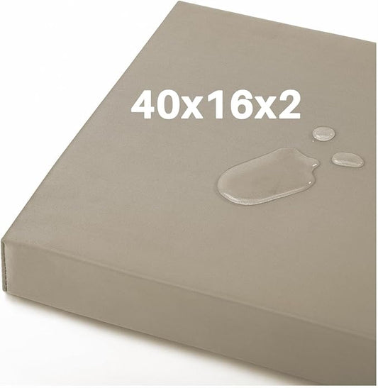 40x16x2 Outdoor Bench Cushion, Strengthen Waterproof Seat Cushions, High-Density Bench Pad with Anti-Slip Bottom, Outdoor Cushion for Patio Garden Swing Furniture - Khaki