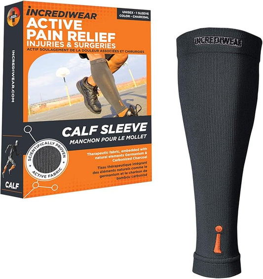 Incrediwear Calf Sleeve - Calf Sleeves for Men and Women to Help with Muscle Pain Relief, Shin Splints, and Muscle Recovery (Charcoal, Large)