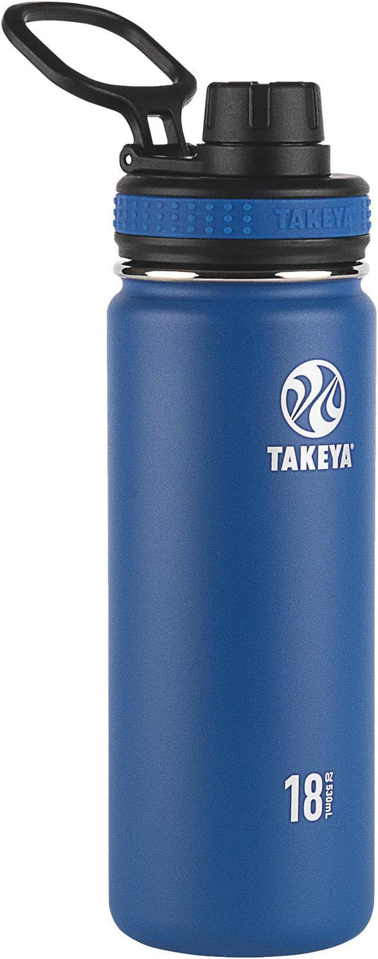 Takeya Originals 18 oz Vacuum Insulated Stainless Steel Water Bottle with Spout Lid, Navy
