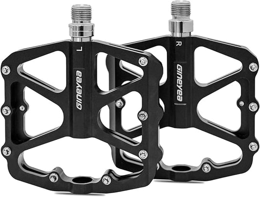 Bike Pedals, Universal Fit Bicycle Pedals Aluminum 9/16" Sealed Bearing Lightweight Wide Flat Platform for Road Mountain BMX MTB Bike