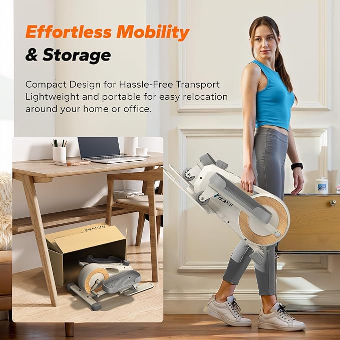 Sitting Under Desk Elliptical Machine, Leg Exerciser While Sitting for Seniors, Seated Pedal Exerciser, Quiet & Portable Pedal Exerciser with 8 Resistance Levels, Work from Home Fitness