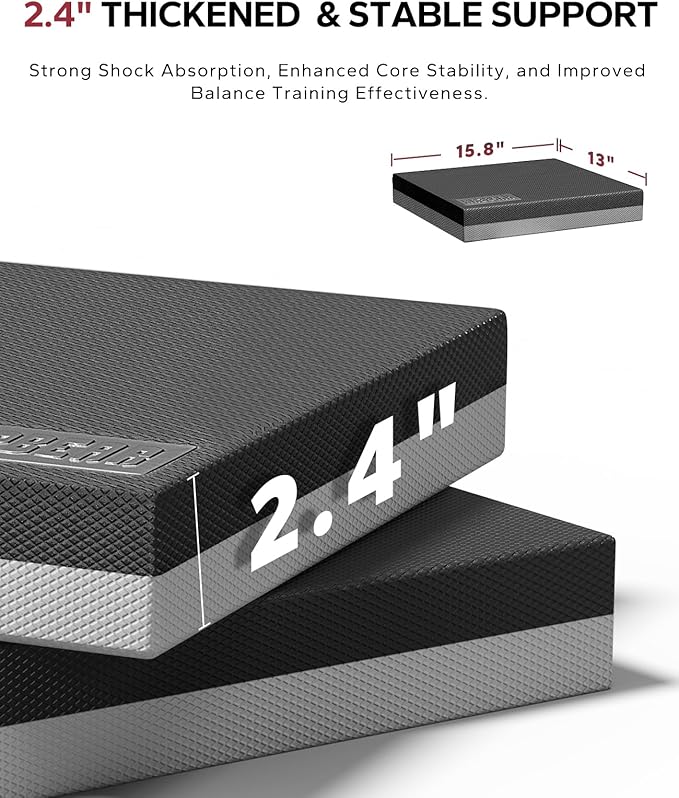 HAPBEAR Exercise Balance Pad - 15"x12" Non-Slip Textured Bottom Stability Training Mat - 2.25" Thick Soft Cushioned Foam for Physical Therapy, Core Training & Home Workouts
